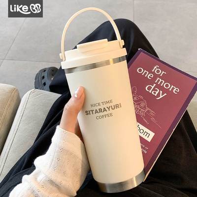 咖啡杯外出携带保温杯女士高颜值2025新款双饮水杯不锈钢杯子男生