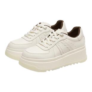 KISSCAT接吻猫秋季增高厚底小白鞋女通勤休闲运动鞋女士棕色板鞋