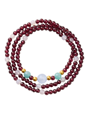 手链轻奢石榴石白玛瑙海蓝宝手串