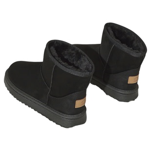 大嘴猴黑色雪地靴女款2025年冬季新款加绒加厚保暖冬鞋东北大棉鞋