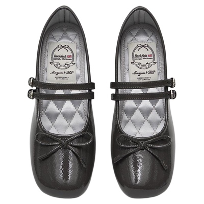 方头双带低跟蝴蝶结玛丽珍鞋