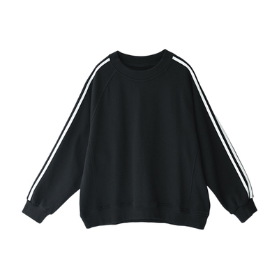 两道杠纯色运动卫衣韩版简约