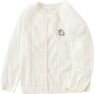 巴拉巴拉婴儿宝宝针织衫女童白色打底衫夏季薄款儿童防晒开衫毛衣