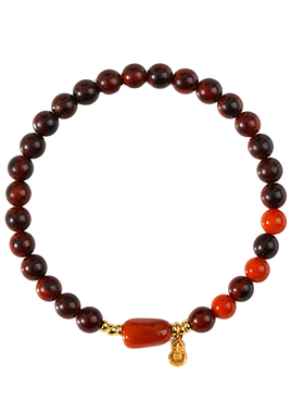 山川心语南红玛瑙小叶紫檀手串