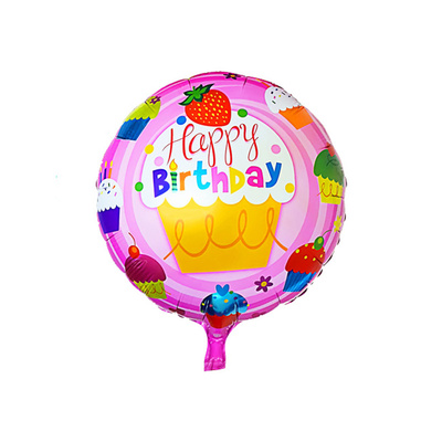 18寸圆形生曰快乐铝膜气球卡通