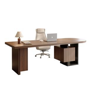 居家老板办公桌简约现代轻奢电脑桌实木办公书桌椅组合家用桌子