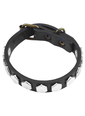 银色高平圆铆钉细窄皮质针扣手环