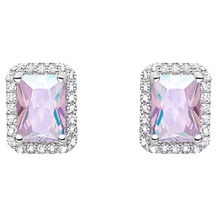 hefang闪闪方糖何方耳环女雪环冰晶耳钉轻奢百搭小方糖耳夹耳饰