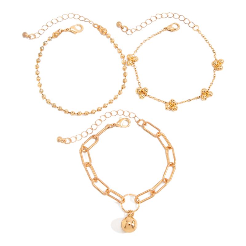 3件套欧美ins风合金隔珠手链
