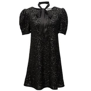 Vero Moda奥莱连衣裙夏季新款泡泡短袖A字亮片礼服裙时尚短裙子