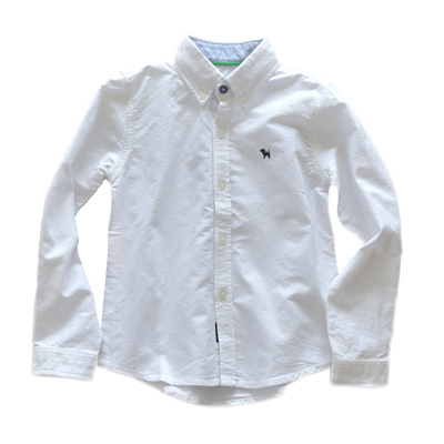 中大童翻领牛津纺纯棉布简洁衬衫