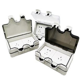 二位户外室外防水盒内置双86型插座明装3/5孔 卫生间插座防溅盒