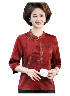 中老年人夏装喜庆高档衬衫唐装