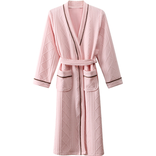 情侣睡袍男冬季加厚长款浴袍女秋冬纯棉性感夹层大码男士睡衣春秋