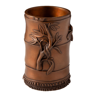 古铜官 紫铜笔筒知足常乐办公室家居书房书柜摆件教师节礼物礼品