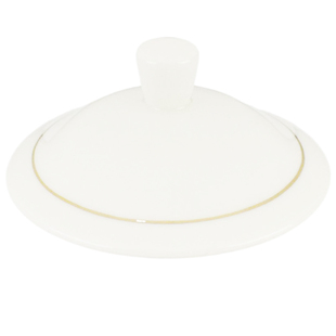 高档金边茶杯盖陶瓷圆形纯白色防尘会议室经典带手柄手把水杯盖子