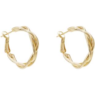 AJIDOU阿吉豆耳环女冷淡风素圈编织简约个性复古专柜同款耳钉耳饰