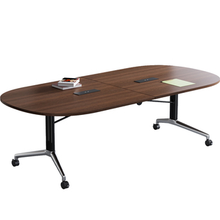 会议桌圆桌简约现代会议桌椅组合办公室椭圆形会议桌接待洽谈圆桌