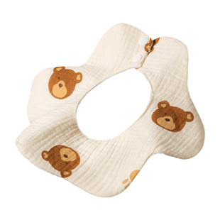 宝宝口水巾围脖婴儿a类纯棉防水围嘴小月龄纱布口水围兜加大加宽