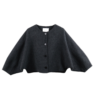 Jane express/简表达羊毛格雷系短款毛呢外套静奢风大衣DDY51001