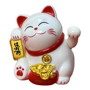 xq可爱太阳能招财猫自动招手摆件汽车摆件办公桌面发财猫装饰饰品