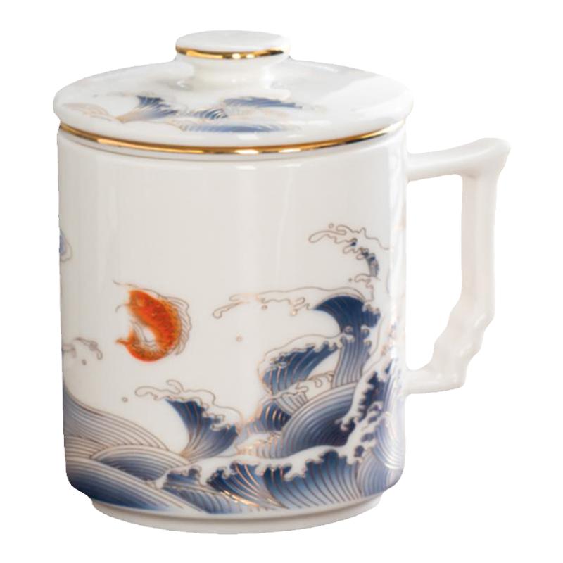 羊脂玉陶瓷茶水分离办公室茶道