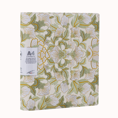 牡丹花皮质活页夹资料册a4透明插页文件夹加厚试卷夹乐谱夹多层活页商务资料夹高档皮质B5收纳册50页A5收集册