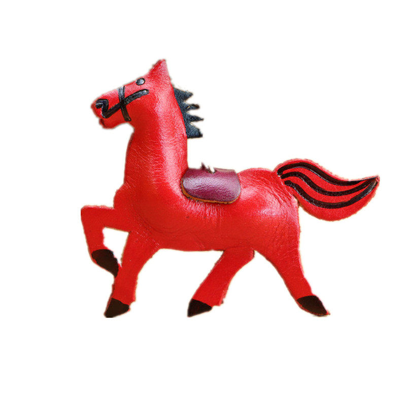 头层牛皮小红马挂件钥匙扣包包挂件小红马寓意马到成功十二生肖