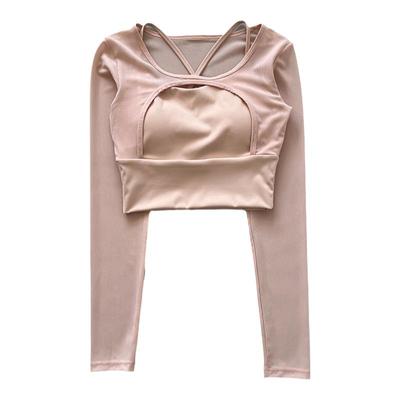 瑜伽服长袖女秋冬季假两件带胸垫运动上衣高级感普拉提训练健身服