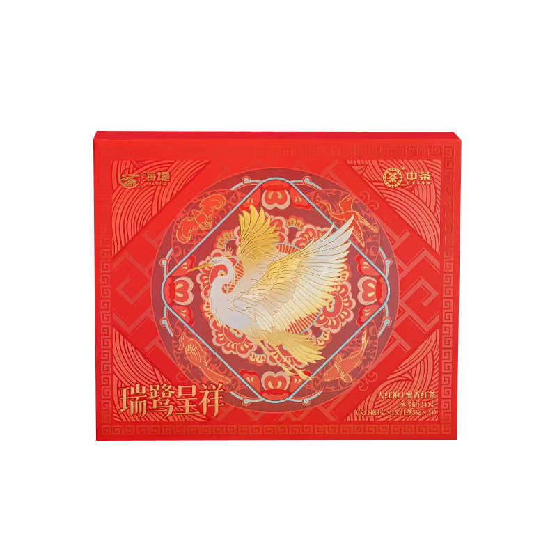 海堤茶叶新品瑞鹭呈祥大红袍+蜜香红茶240克/盒乌龙茶岩茶红茶