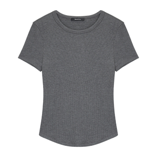 Maven Lin 闲适有型 基础款莱赛尔圆领短袖T恤女修身显瘦针织上衣