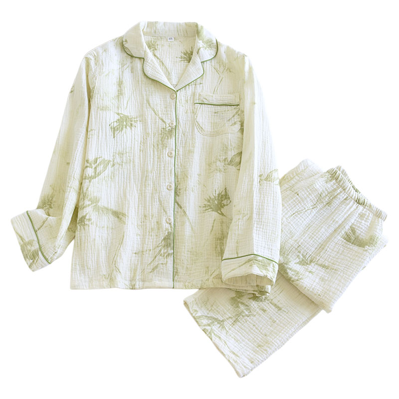 透气吸汗纯棉纱家居服套装女款