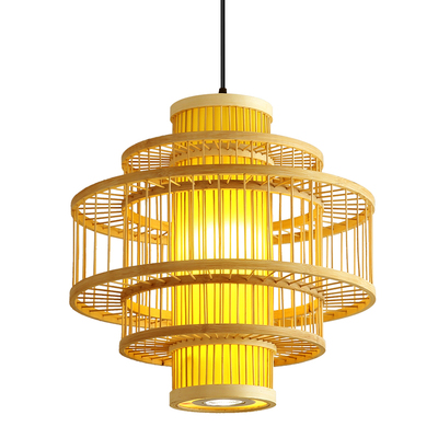 新中式餐厅禅意茶室竹编吊灯