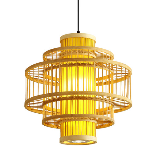 新中式餐厅吊灯禅意竹艺竹编灯笼中式茶室茶台餐饮店铺商用复古灯