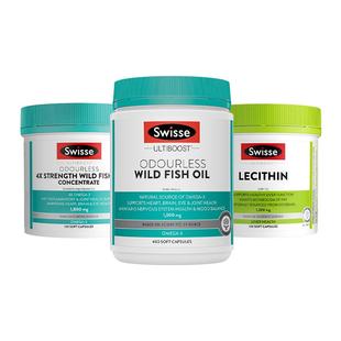 【自营】Swisse斯维诗4倍高浓度鱼油+深海鱼油1000mg+卵磷脂120粒