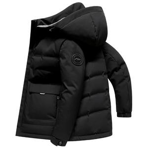 雪中飞鹅绒羽绒服男短款加厚连帽2024冬季新款保暖鹅绒服冬装外套