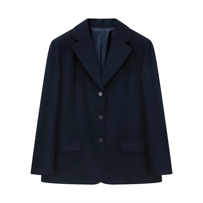 大象和长颈鹿 Gentle Woman 羊毛宽松西服外套 藏蓝西装 409207