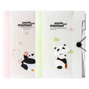 得力熊猫风琴包试卷手提收纳袋初中小学生作业收纳整理科目分类文件夹袋A4大容量多层插页资料袋便携文件袋