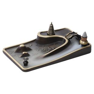 高端倒流香炉纯铜香炉家用室内檀香熏香炉线香插倒流香座创意摆件