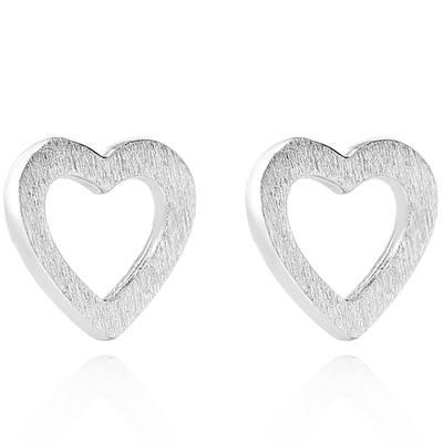 银意坊爱心耳钉女纯银时尚耳饰