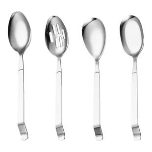 不锈钢公勺酒店餐厅公用勺分菜勺食堂自助餐加厚弯尾长柄分菜勺子