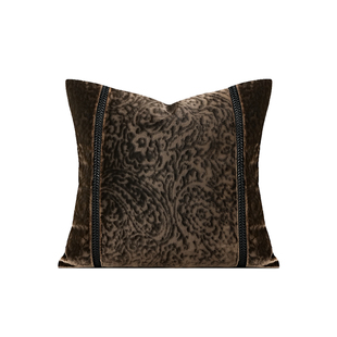 柏洛斯Light luxury〖暮雕〗进口轻奢高端深咖割绒沙发抱枕靠枕套