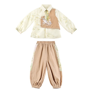 桐花坞日常汉服男童春秋2025新款儿童国风套装男孩中秋新中式唐装