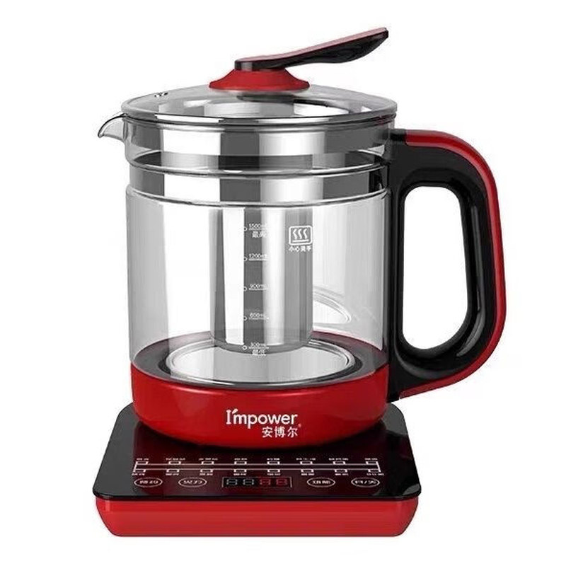安博尔养生壶电热水壶一体煮茶壶1.5L加厚玻璃304不锈钢HB-7200