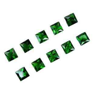 天然透辉石裸石戒面雷迪恩切直角方6mm镶嵌吊坠戒指耳钉刻面宝石