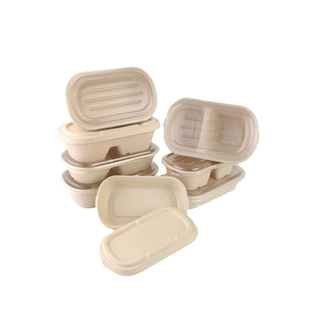 一次性纸浆餐盒可降解打包盒轻食沙拉盒外卖水果寿司盒