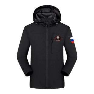 俄罗斯雇佣兵瓦格纳集团标志冲锋衣男女防风保暖连帽夹克外套帽衫