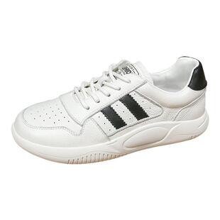 头层牛皮德训小白鞋女款百搭单鞋复古新款妈妈软底休闲运动板鞋女