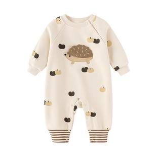 【清仓】babylove婴幼儿连体衣秋冬不倒绒哈衣爬服宝宝保暖衣服