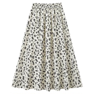 High waisted casual loose floral skirt高腰休闲宽松碎花半身裙